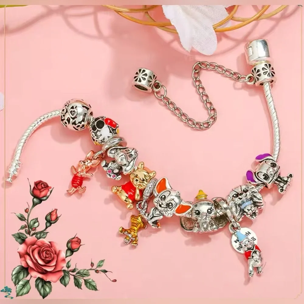 925 Sterling Silver Various Winnie The Pooh Characters Themed Charm Bracelet - Picture 3 of 7